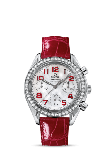 Omega Speedmaster Reduced Ladies Stainless Steel / Diamond / MOP / Red